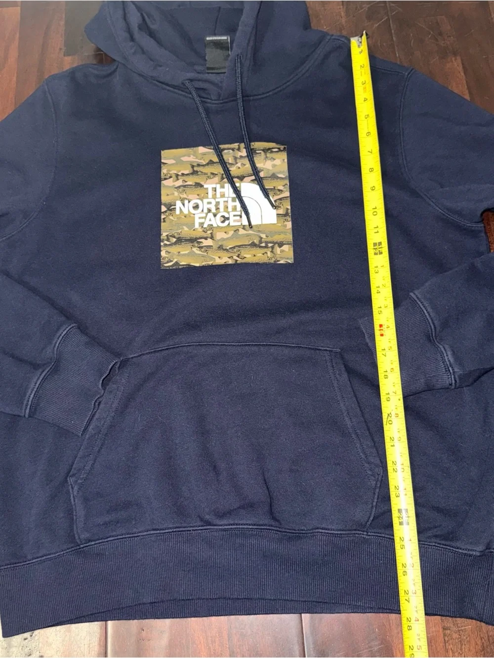 The North Face Navy Hoodie Men’s Size Large Camo Fish Design Outdoors
